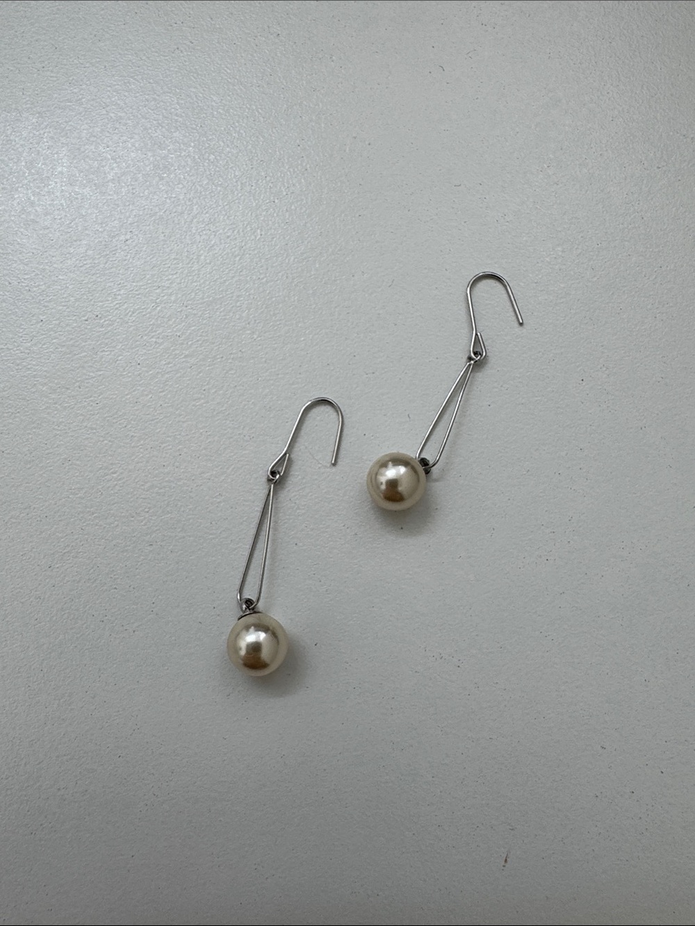 Pearl Drop Dangle Earrings - Silver and Cream